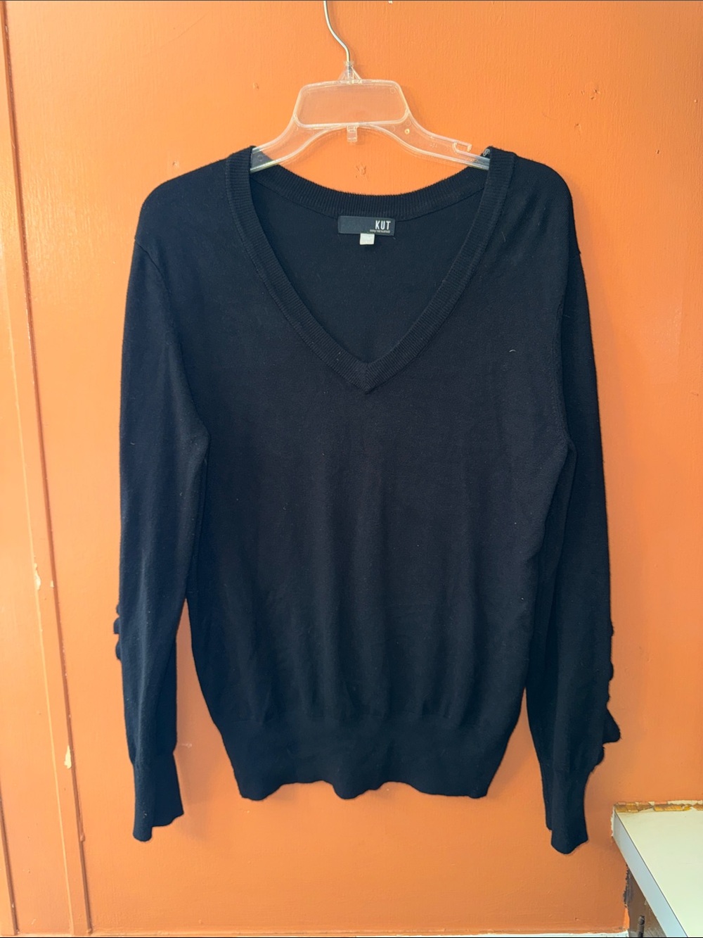Kut from the Kloth Black V-Neck Knit Sweater